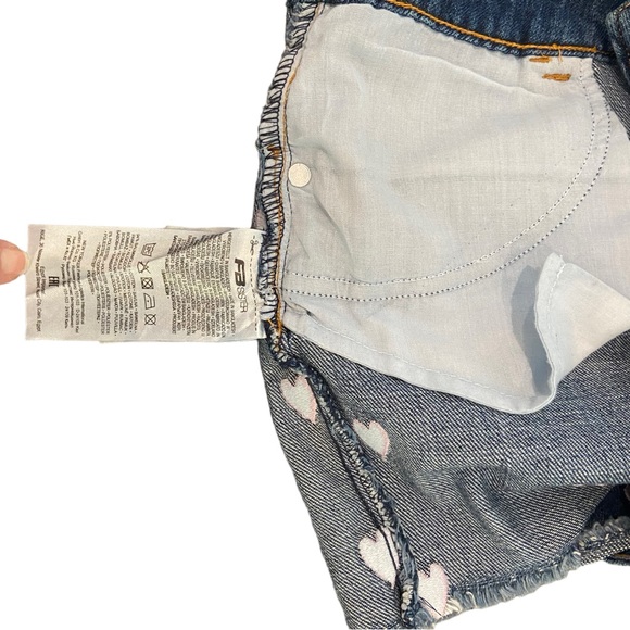 Cut off denim shorts w pink embroidered hearts. Small. Like new. FB Sisters. Sm - Picture 9 of 9